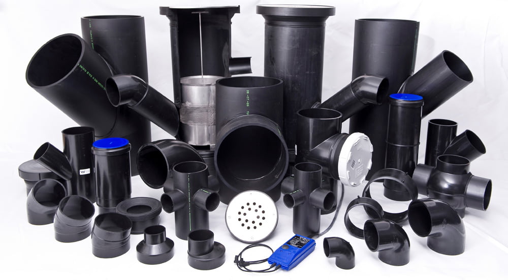 This image shows what HDPE is. What is included in this image is HDPE fittings