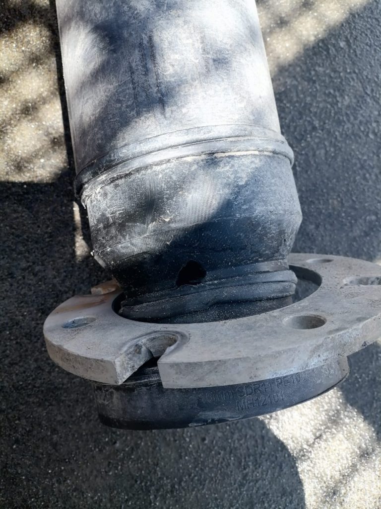 An image showing a defect on an HDPE pipeline which led to an HDPE Pipeline Failure